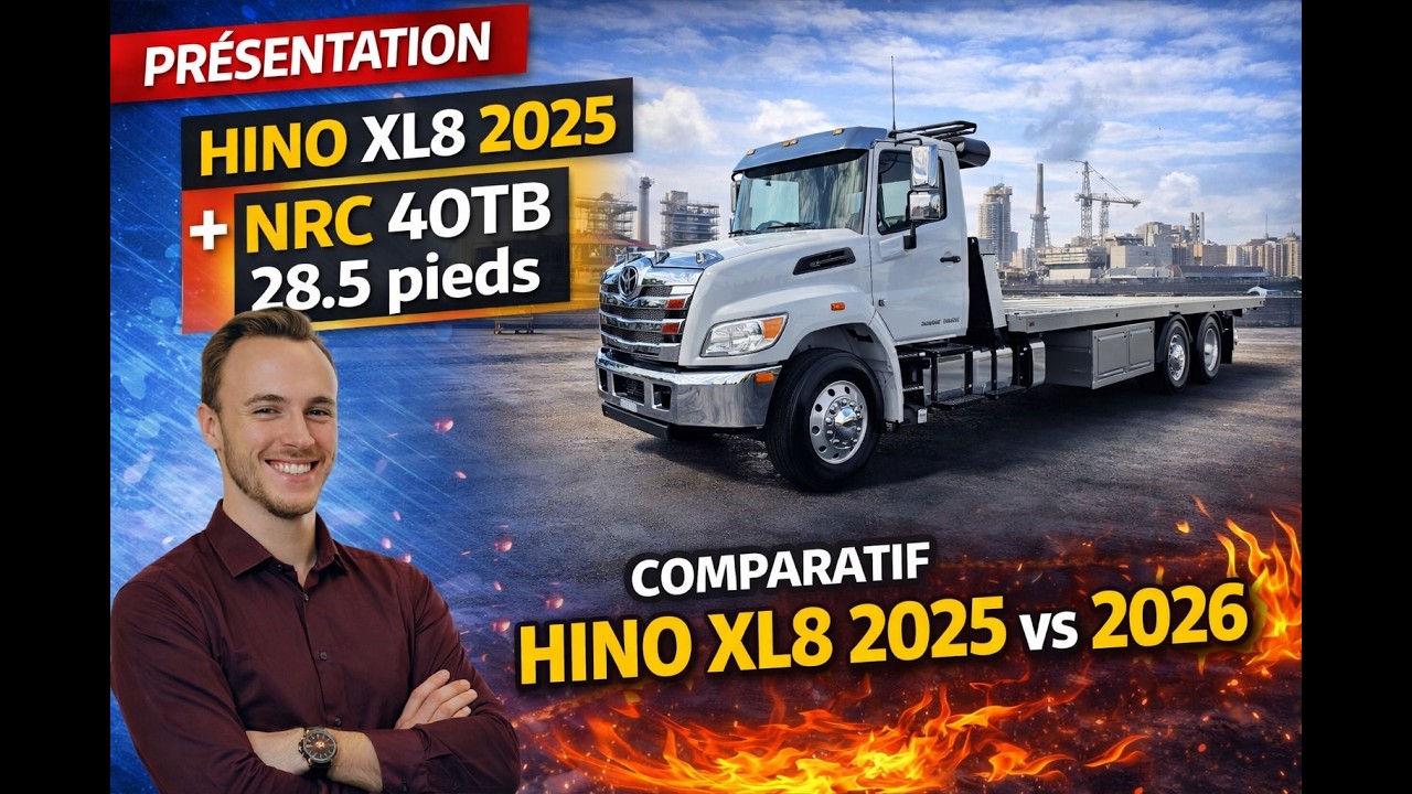 Présentation du Hino XL8 2025 avec NRC 40TB 28.5’ | Comparaison avec le 2026