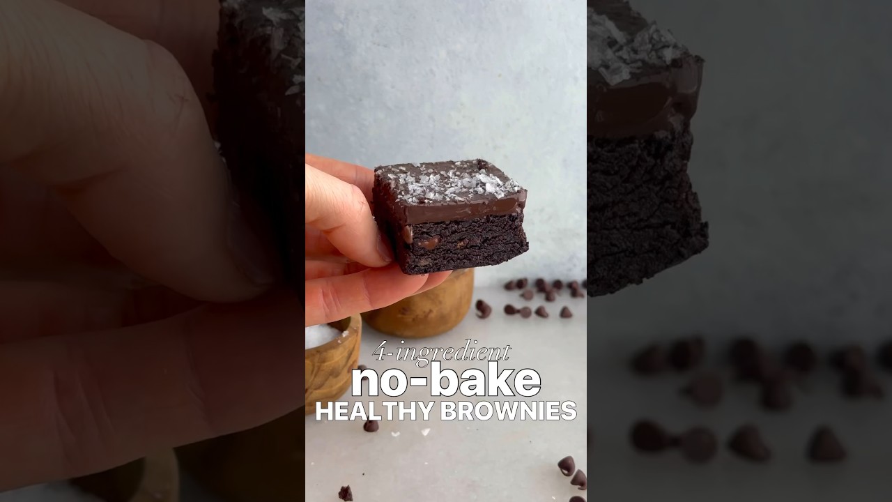 4-ingredient HEALTHY no-bake brownies!  