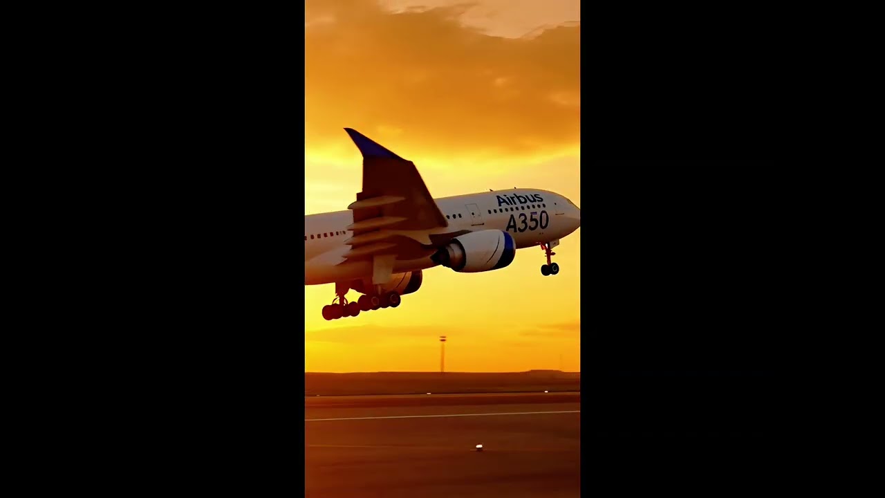 Airbus A350 Smooth Takeoff at Beautiful Sunset