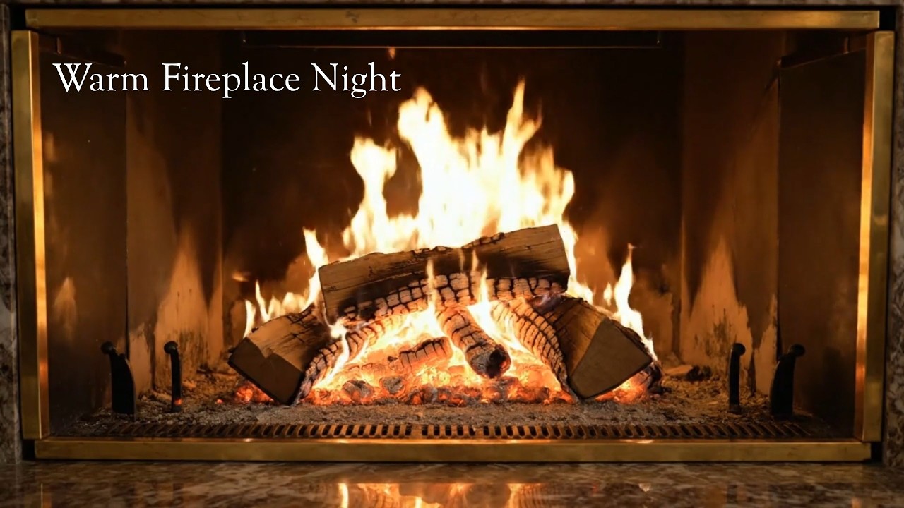 Warm Fireplace Night 🔥 Peaceful Crackling Fire for Deep Sleep