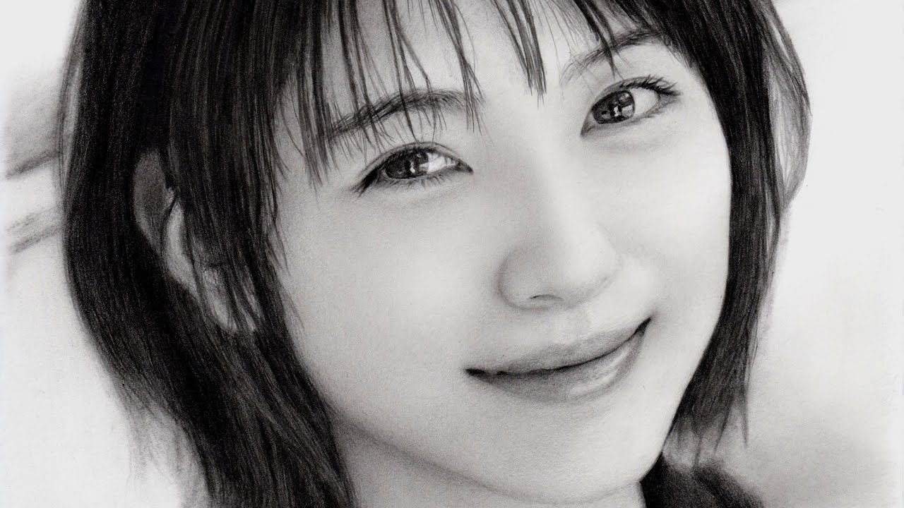鉛筆画 浜辺美波 完成までの一部始終 動画 早送り / Pencil drawing/ Minami Hamabe/ Portrait/ How To Draw