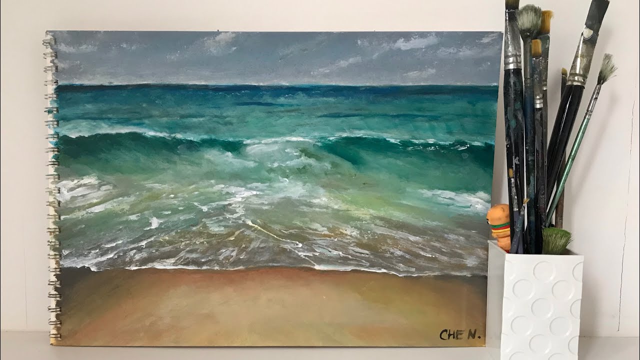 Easy Wave/Shore Painting Tutorial by Cheryl Navarro