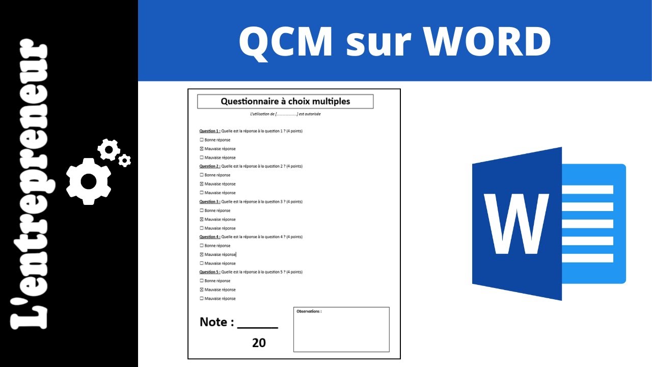 Faire un QCM sur WORD