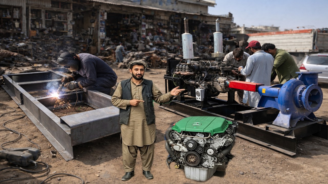 “Afghan Mechanic Turns Repaired Engine into Powerful Water Pump System”