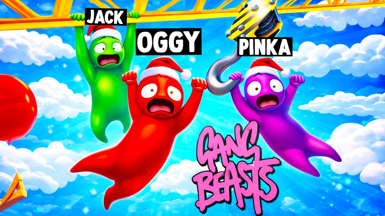 OGGY JACK AND PINKA PANTHER TRY NOT TO FALL In GANG BEASTS!