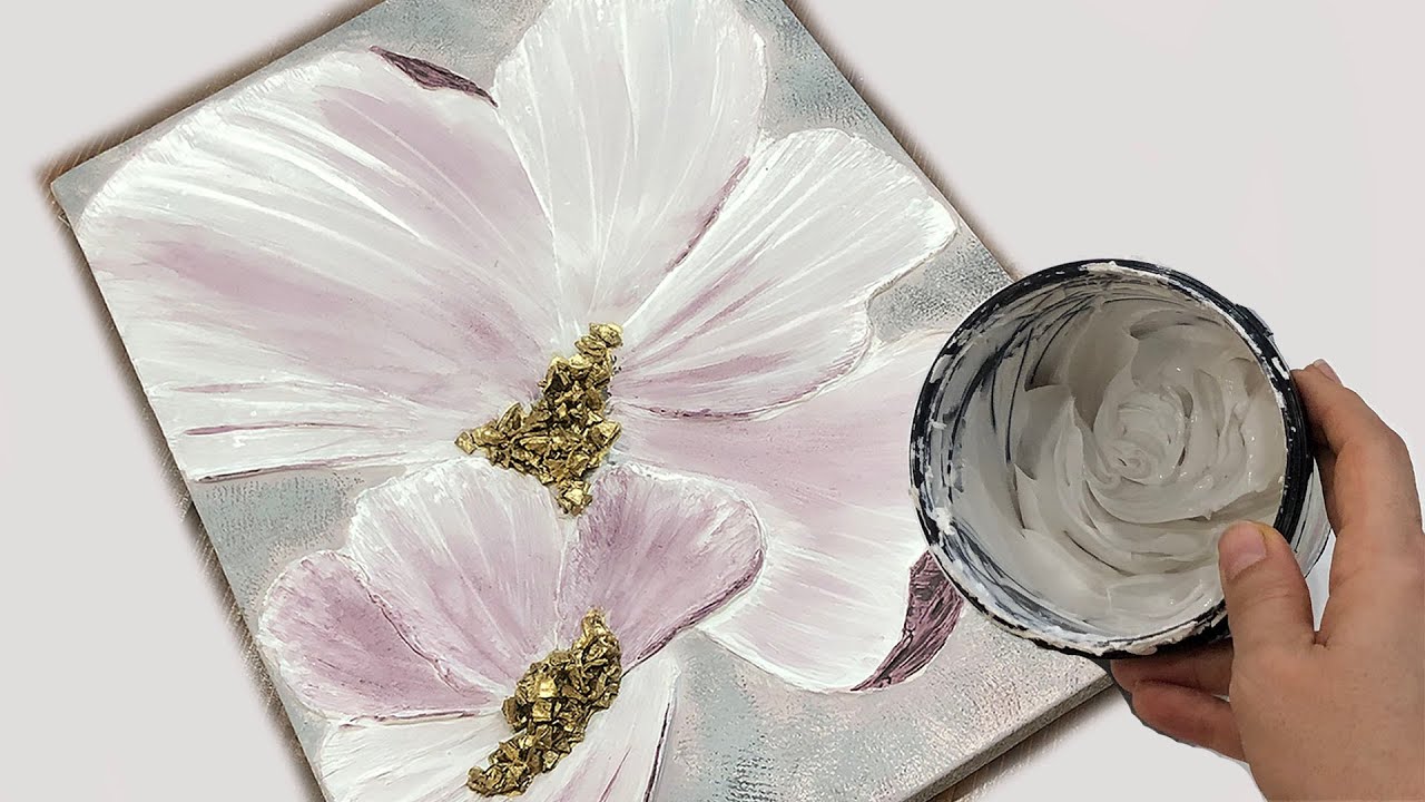 Textured Magnolia | Acrylic Painting with Palette Knife & Brush  🎨 | Relaxing Art #painting #texture