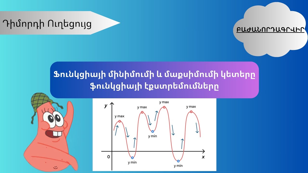 Ֆունկցիայի մինիմումի և մաքսիմումի կետերը (էքստրեմումի կետերը), էքստրեմումները: | @dimordiuxecuyc