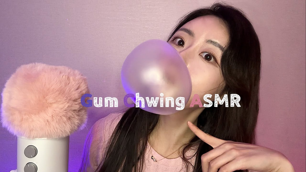 ASMR | Chewing BUBBLE GUM & Blowing BUBBLES | Mouth sound, Hand movement | 껌 씹는 소리와  입소리, 핸드무브먼트