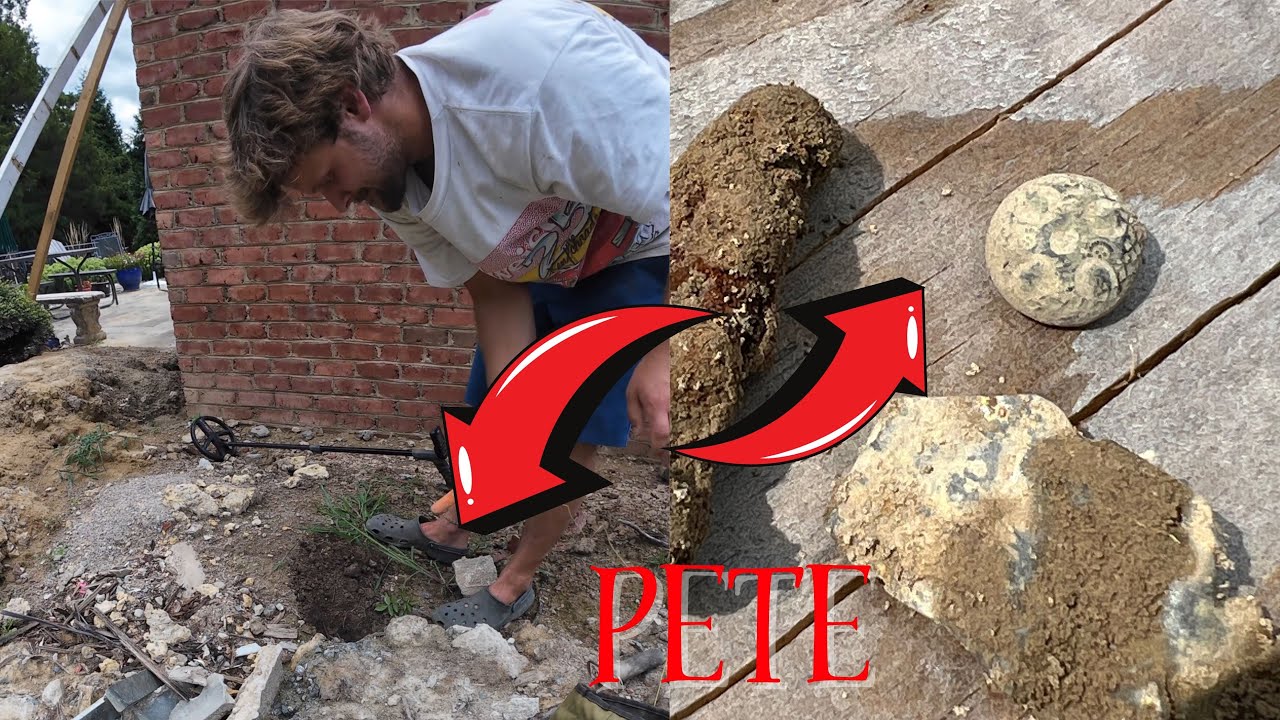 Pete digs Holes and finds a button!