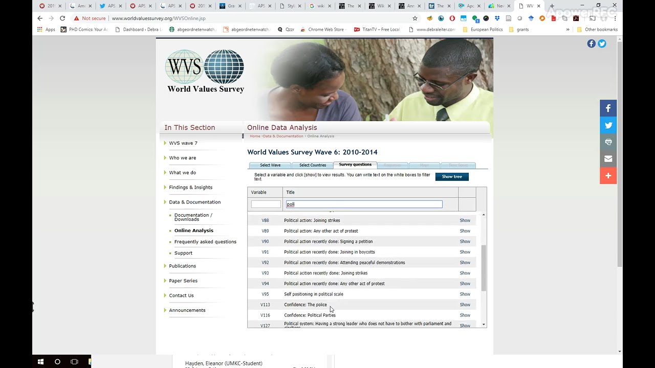How to Find Variables in World Values Survey Online Analysis