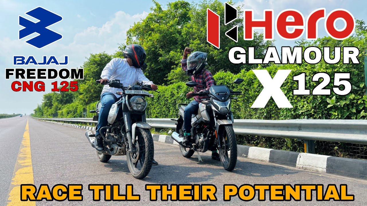 HERO GLAMOUR X 125 VS BAJAJ FREEDOM CNG 125 || DRAG RACE || FIRST IN YOU TUBE || WHO WILL WIN 😁