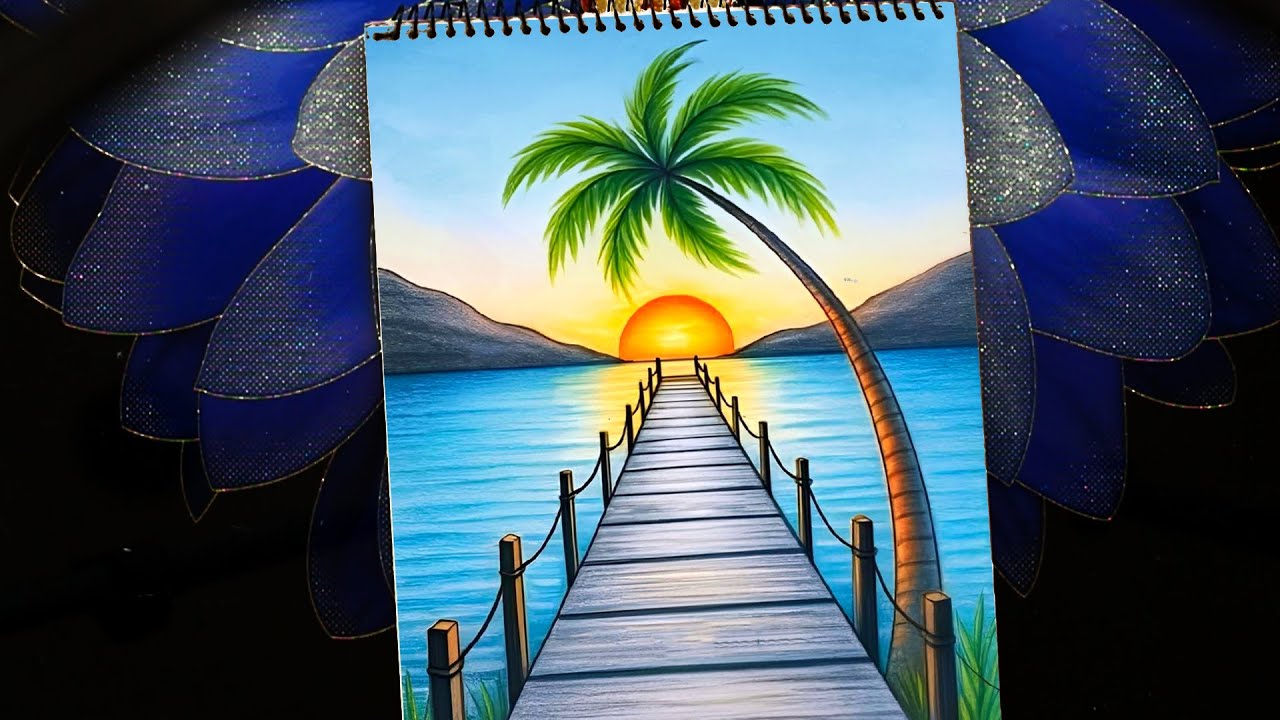 Most popular Sunset Scenery Drawing 🌅