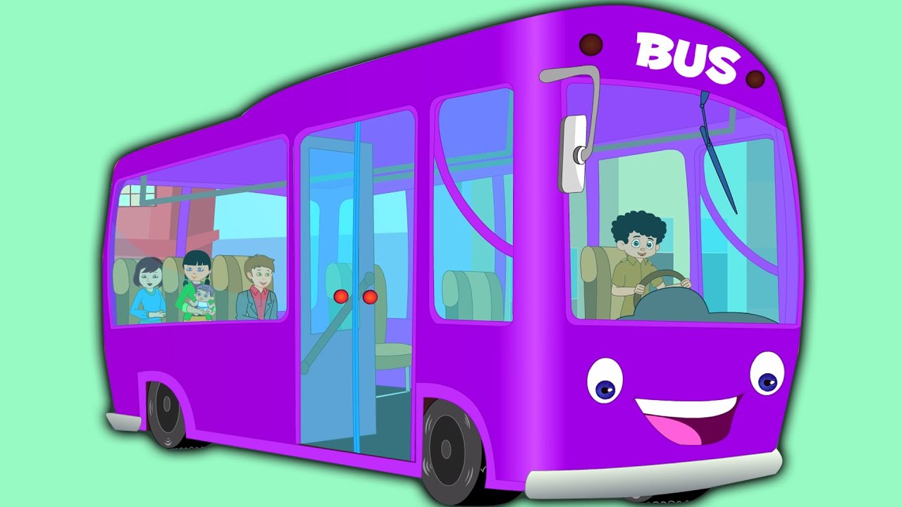 Rodas no ônibus | Desenhos animados para crianças | rima Popular | Bus roxo