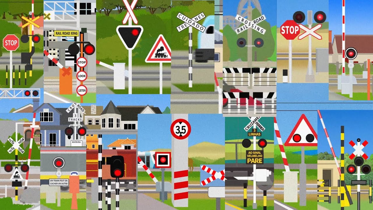 【踏切アニメ】世界のふみきりがいろんな場所でカンカン😂😂😂World Railroad crossings 2024年度総集編