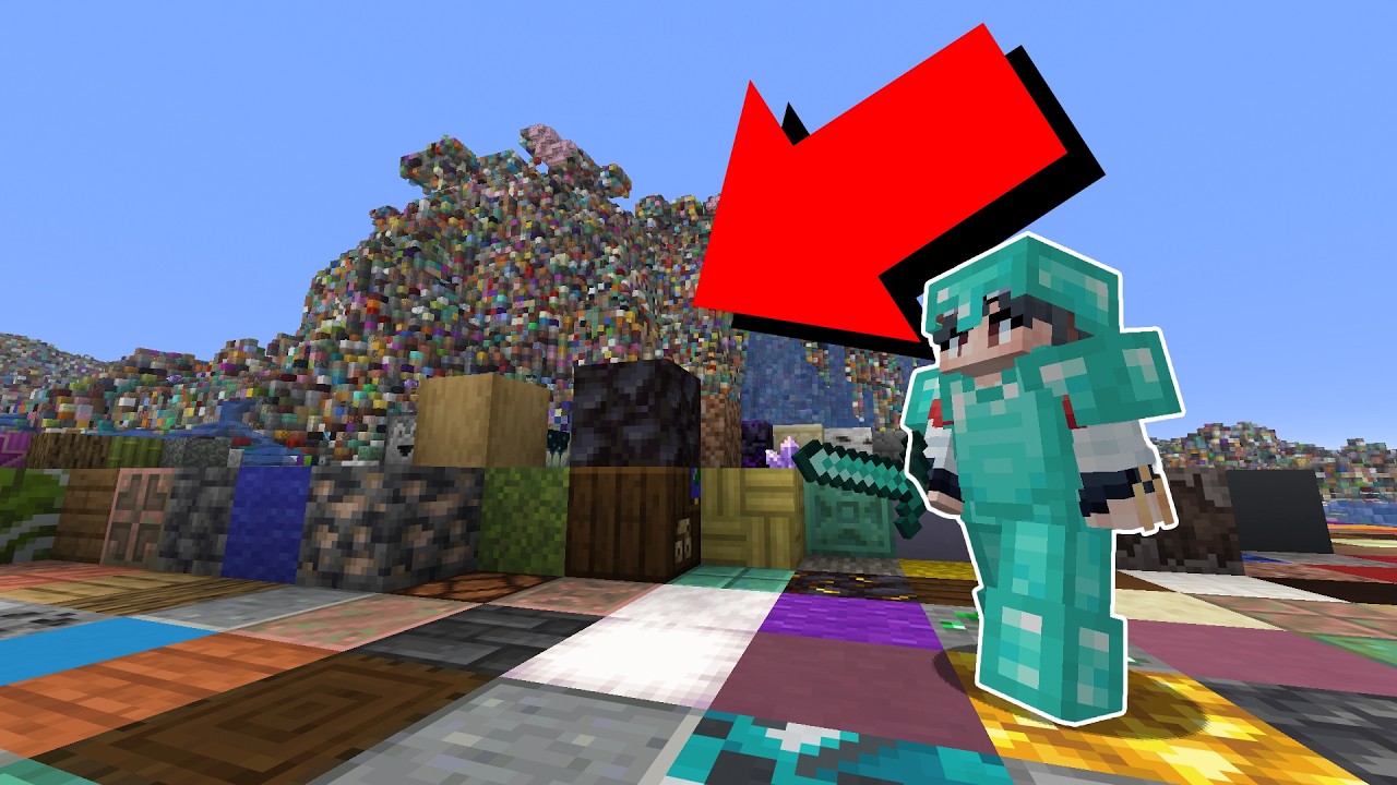 온 세상이 랜덤 블록으로 바뀐 세상에서 엔더 드래곤 잡기