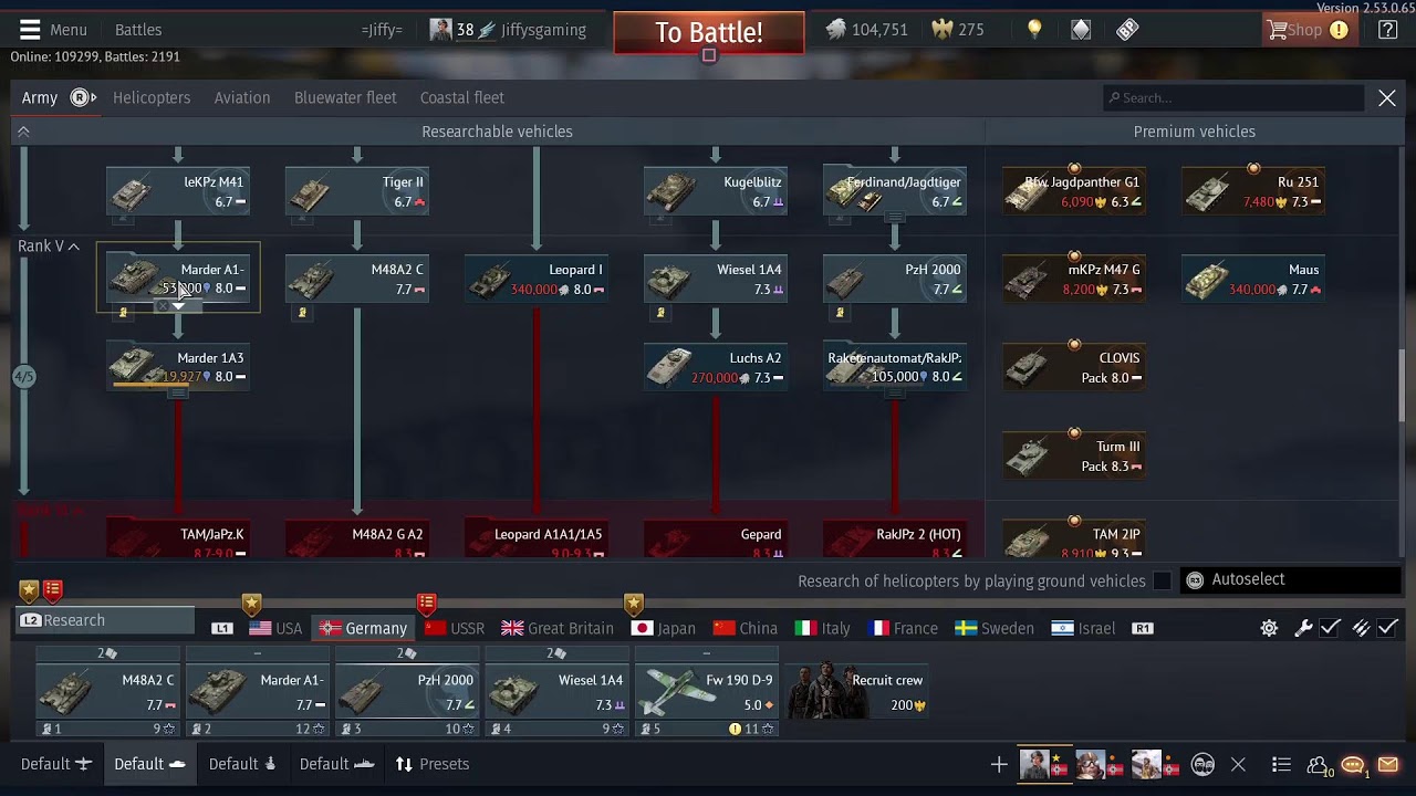 War Thunder Germany mid tier 189