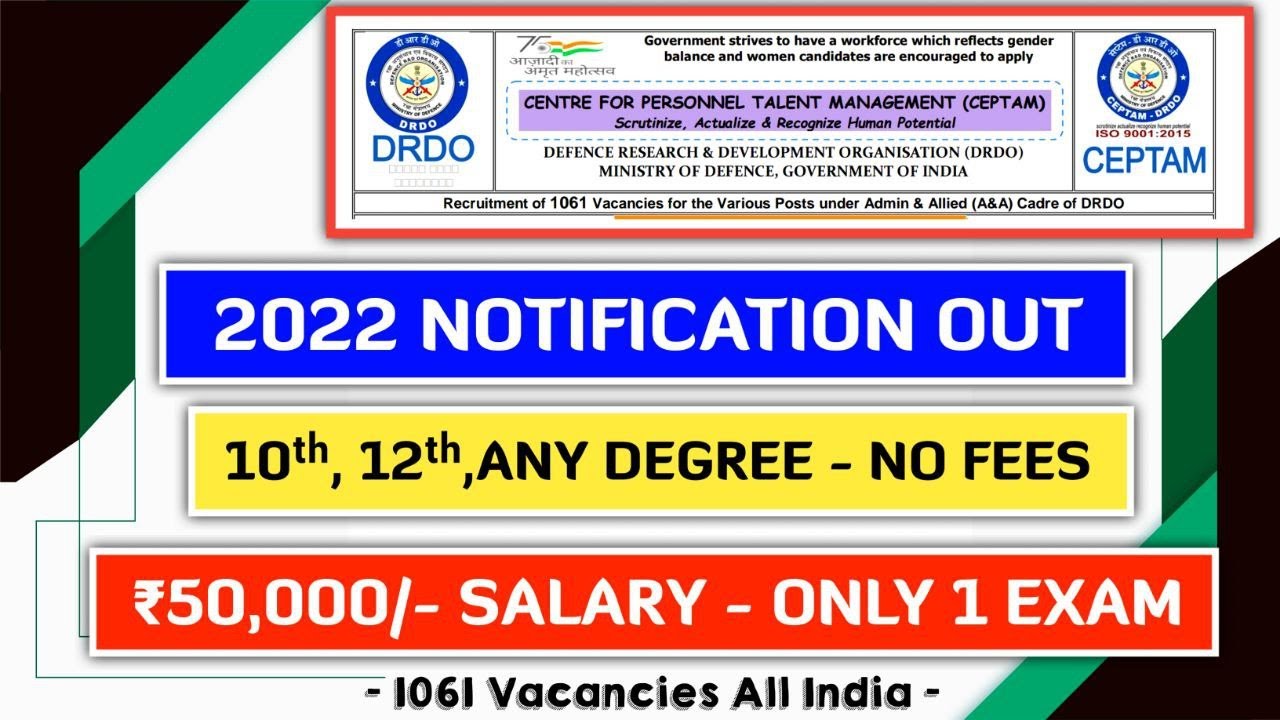 New DRDO CEPTAM 2022 Notification Out