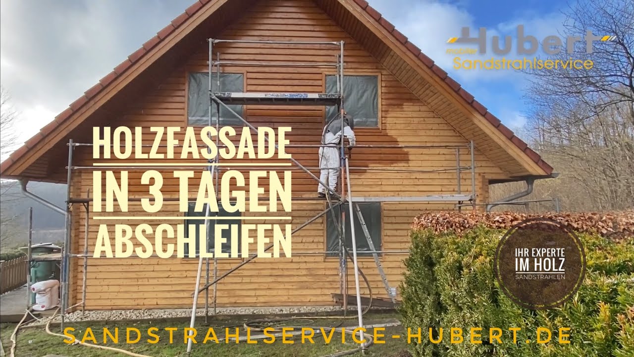 Holzfassade abschleifen, Holzhaus Sandstrahlen, Holzhaus Sanieren, holzfassade Sandstrahlen