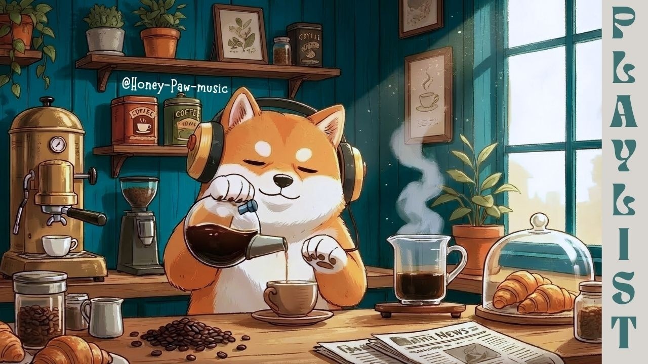 Slow Morning Café ☀️ Cozy Coffeehouse & Neo Soul Lofi Beats with Shiba for a Calm Start #chilllofi