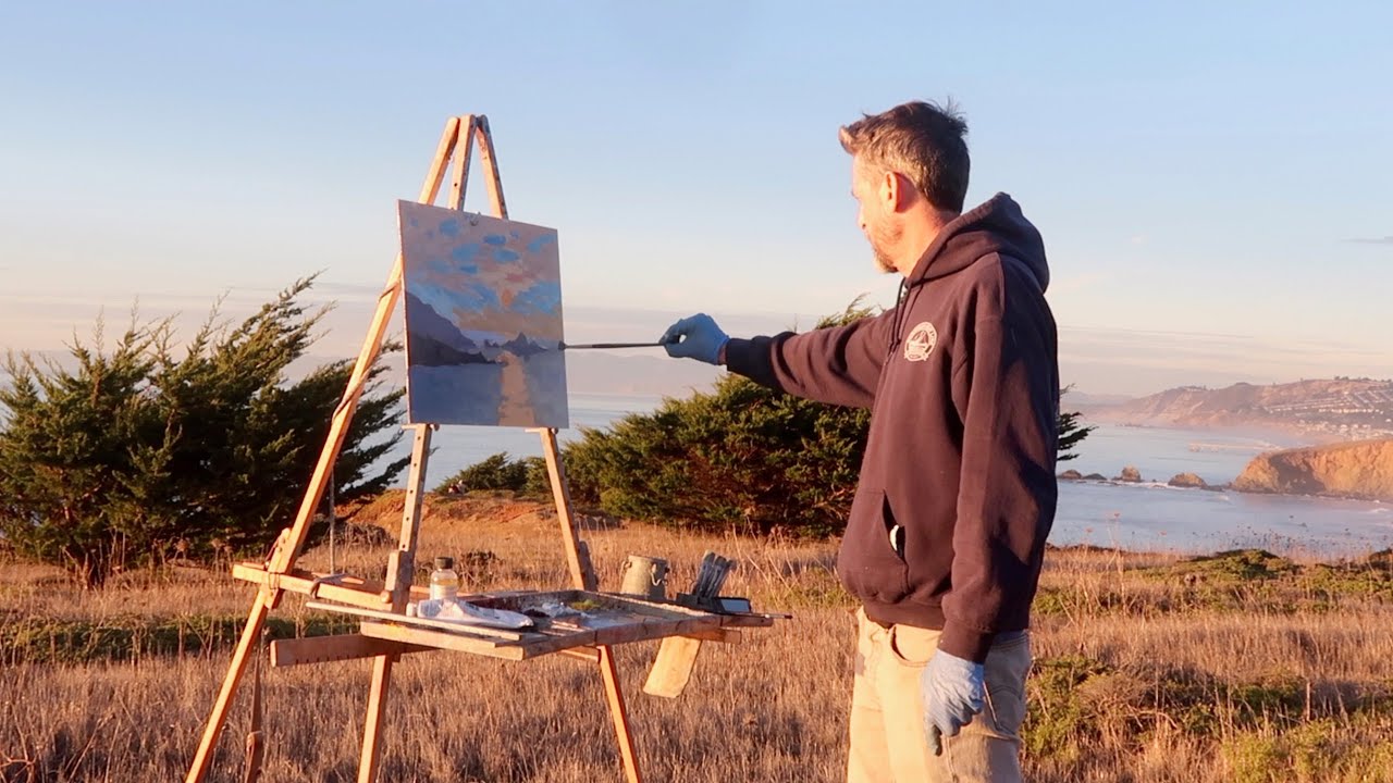 SUNSET plein air OIL PAINTING coastal california