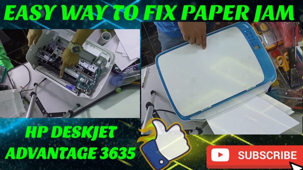 How to fix hp deskjet ink advantage 3635 paper jam #hp #hpdeskjet #paperjam #solution