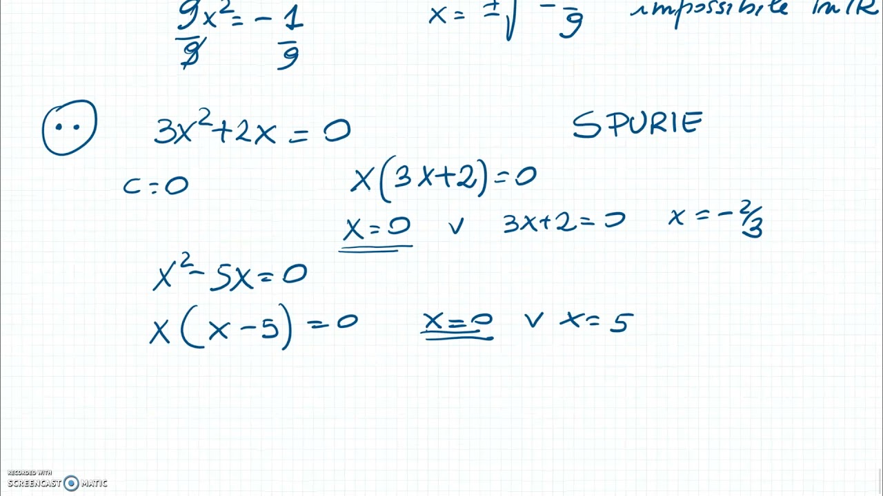 LE EQUAZIONI DI 2° GRADO INCOMPLETE