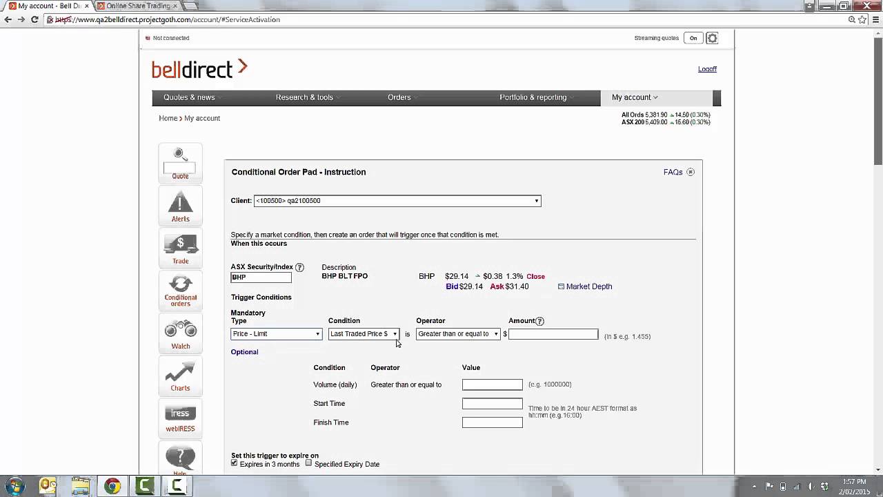Tutorial: Conditional orders