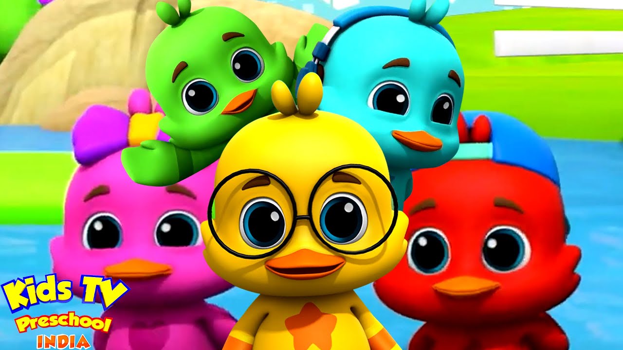 फाइव लिटिल डक्स | Five Little Ducks | Panch Chote Batak | Hindi Nursery Rhymes | Lakdi Ki Kathi
