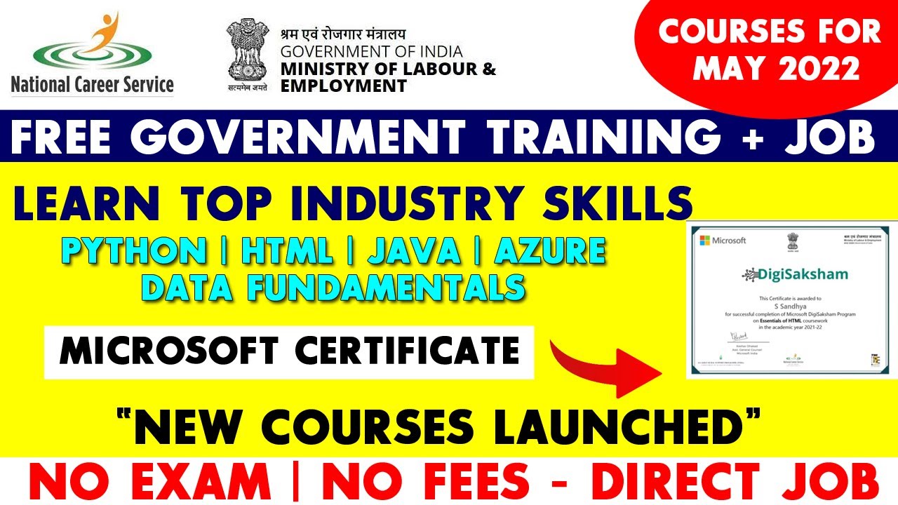 National Career Service Launched Free Courses | Government Free Training | Python , Excel , Java