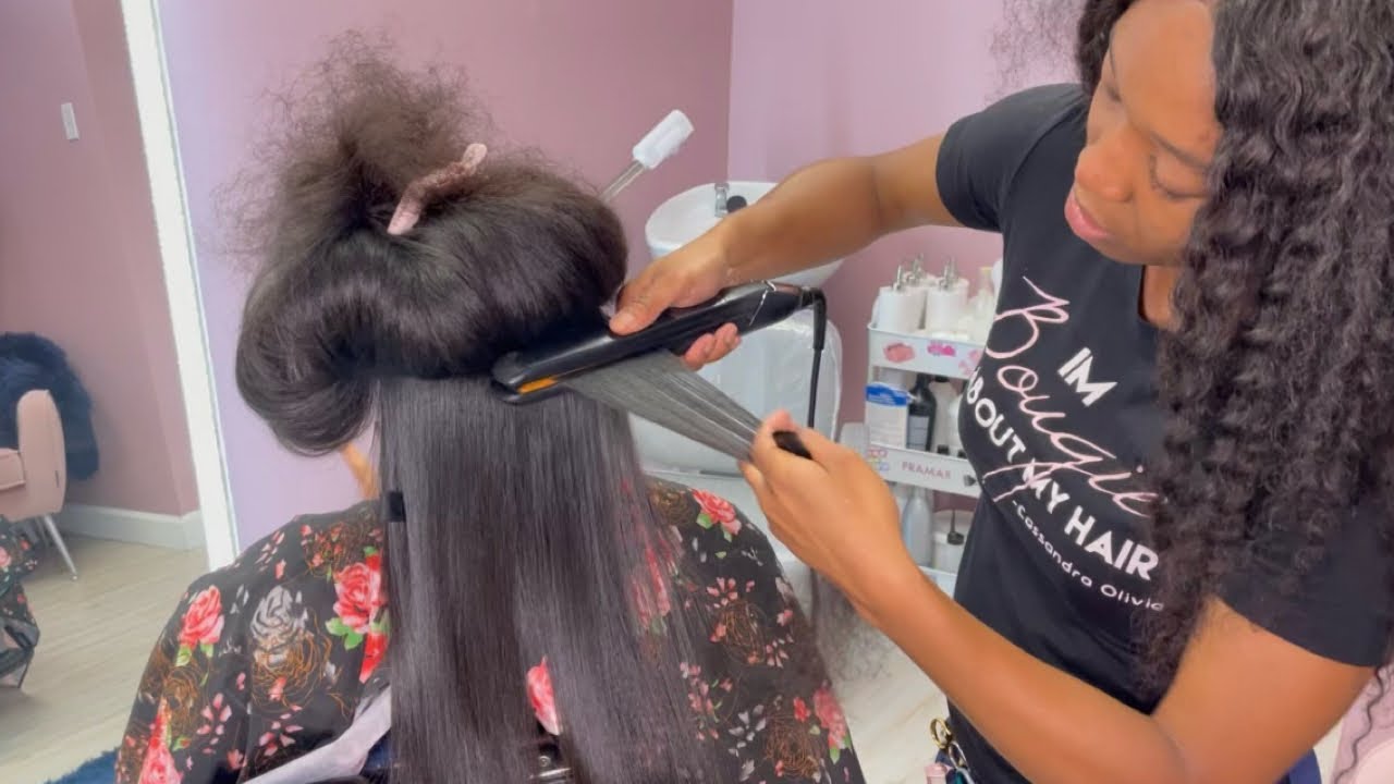 My Cousin Came to Visit! | Steamed Shampoo, Silk Press and Hair Trim | Cassandra Olivia