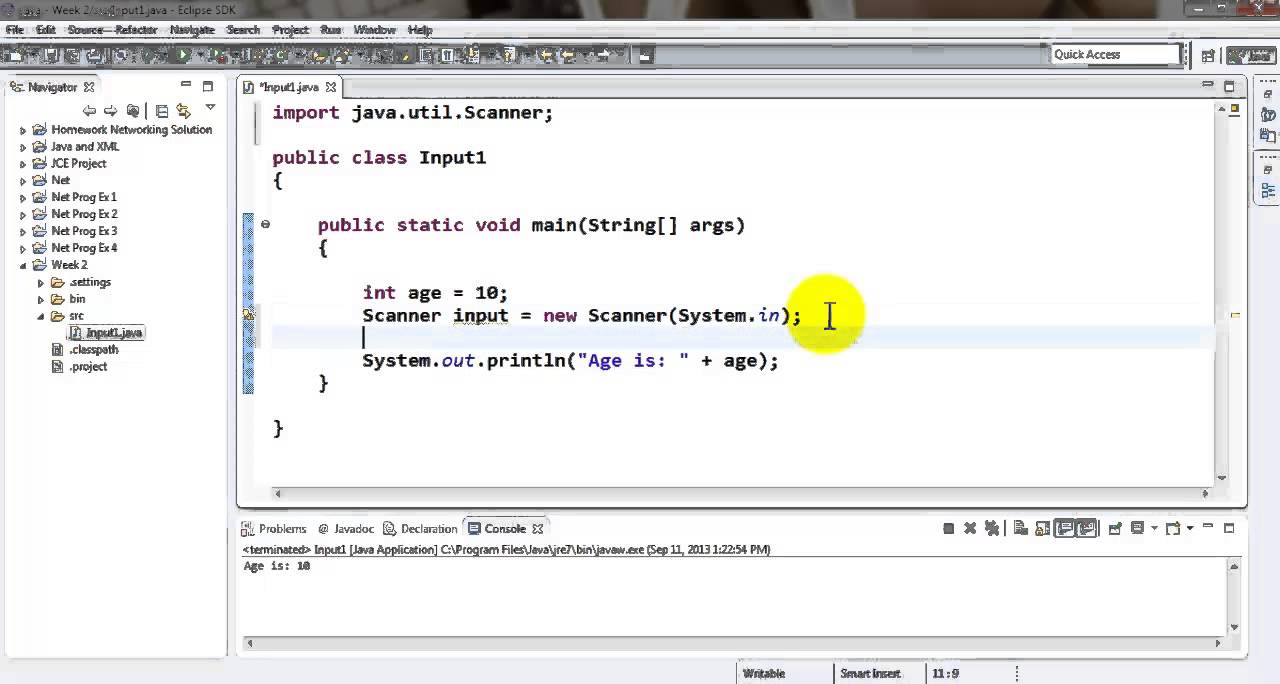Java Tutorial - Accepting Input from user on prompt