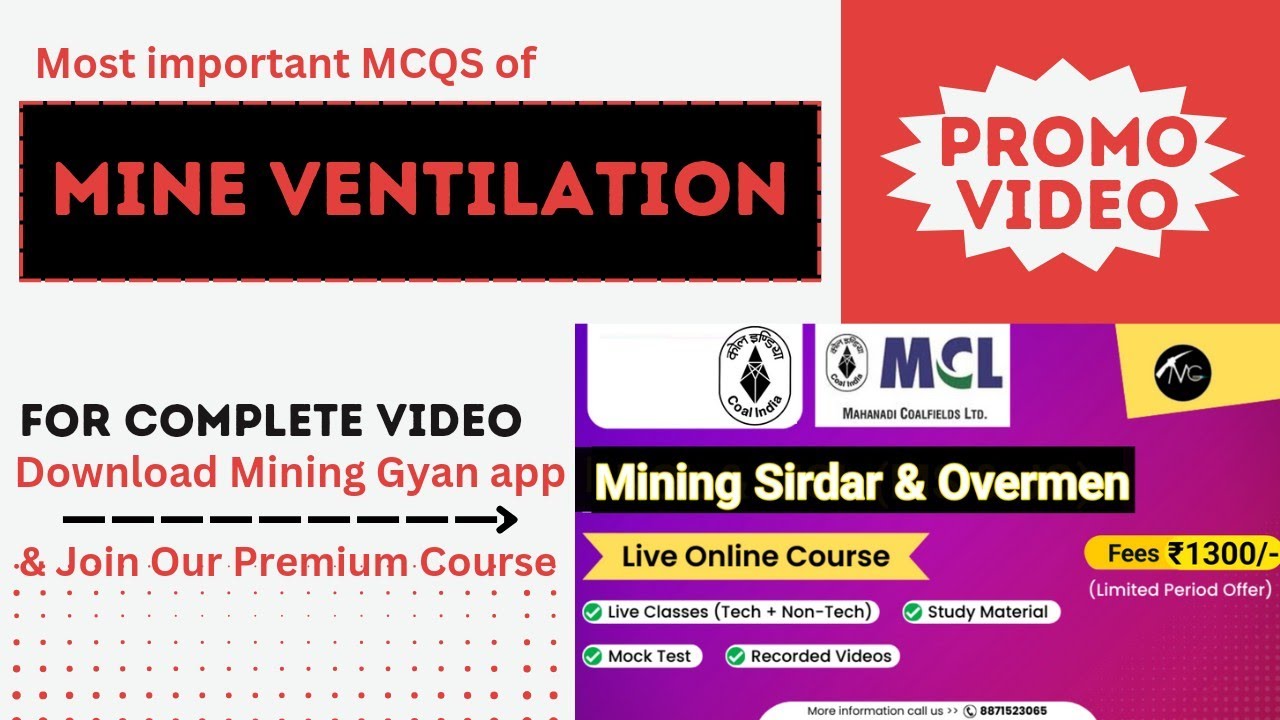 MCQs Based on Mine Ventilation part -1/Mining Gyan online classes
