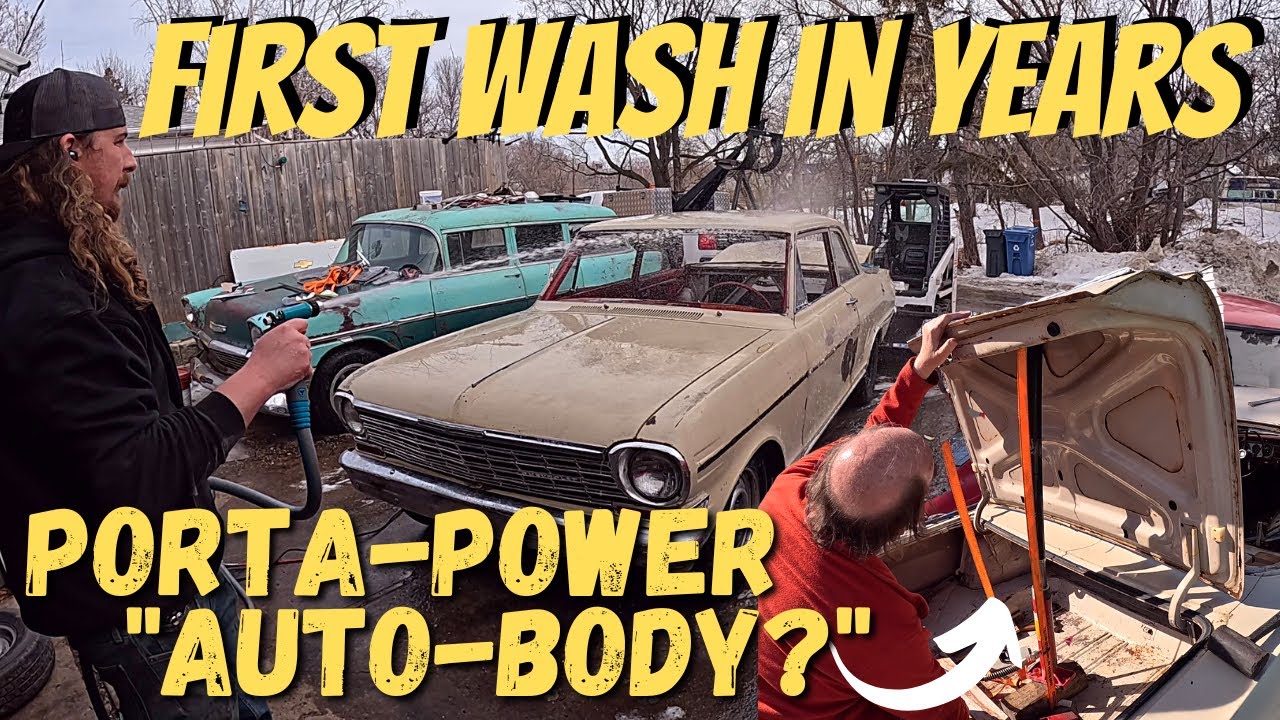 FIRST WASH IN YEARS! 1964 Chevy II - PLUS Port-A-Power Body Work?!?