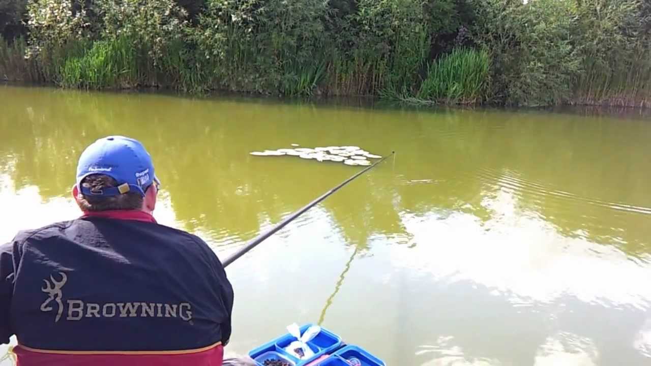 Adam Bowen up in the water fishing sloppy groundbait, 6mm banded pellet.