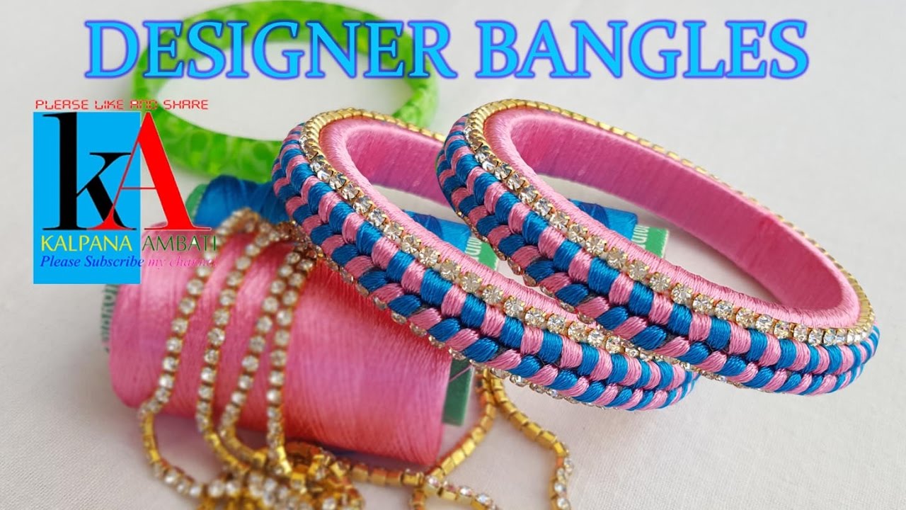 making of silk thread designer bangles - fish bone knot design bangles