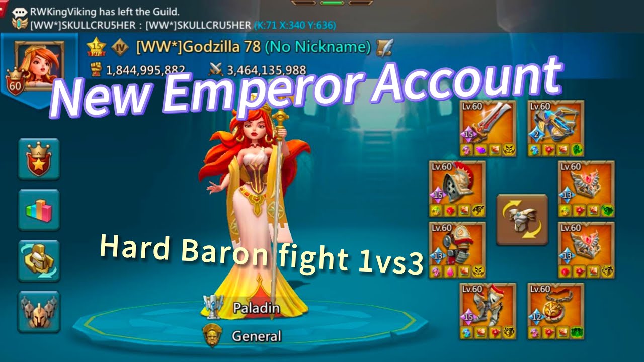 Baron with emperor account 1vs3 full 11k, maxed account