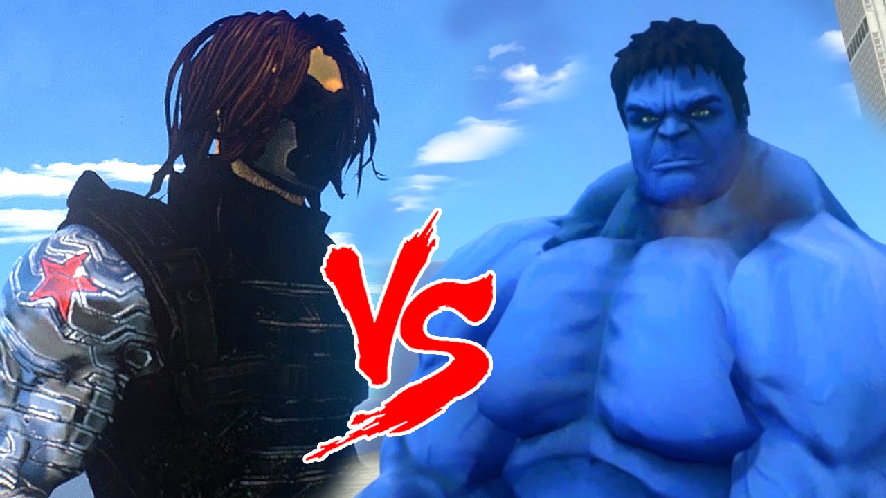 Blue Hulk vs Winter Soldier (Caption America fame Bucky Barnes)