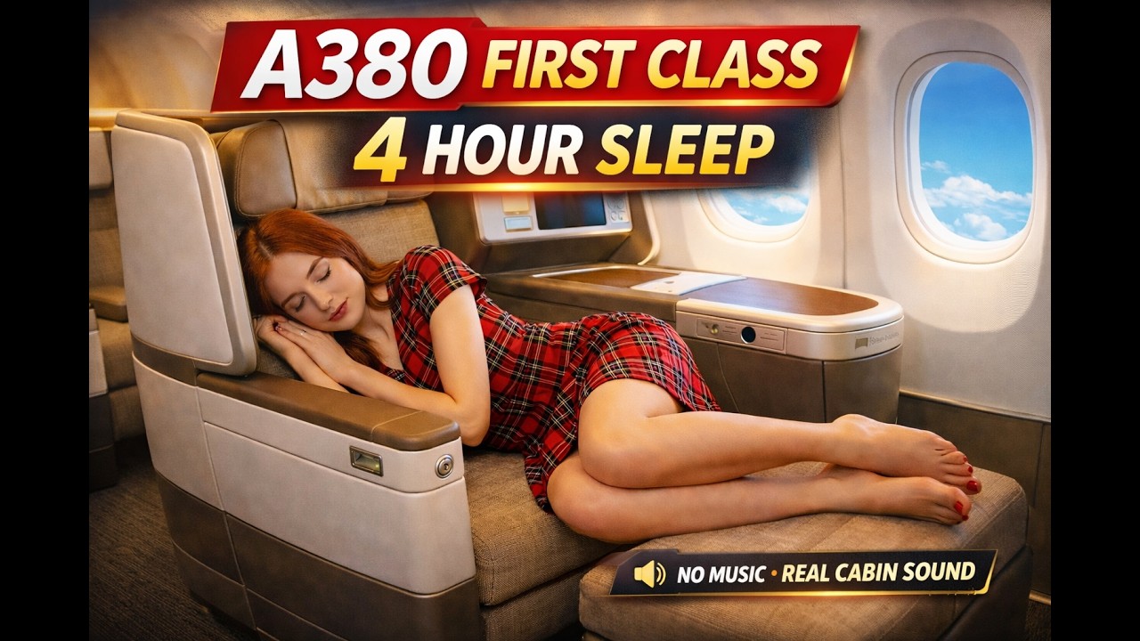 4 Hours Sleeping in A380 First Class ✈️ Real Cabin Sounds (No Music)