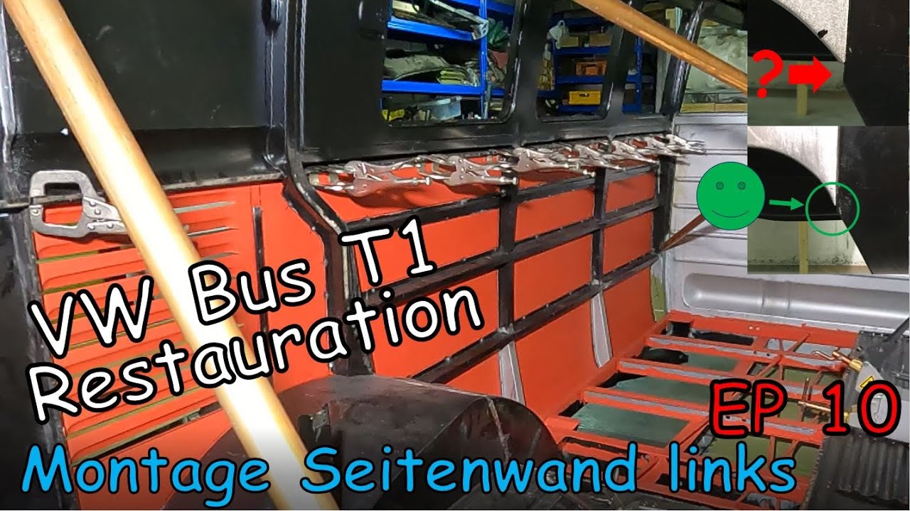 VW Bus T1 Restauration EP10 Montage Seitenwand links / VW Bus T1 restoration fitting left side panel