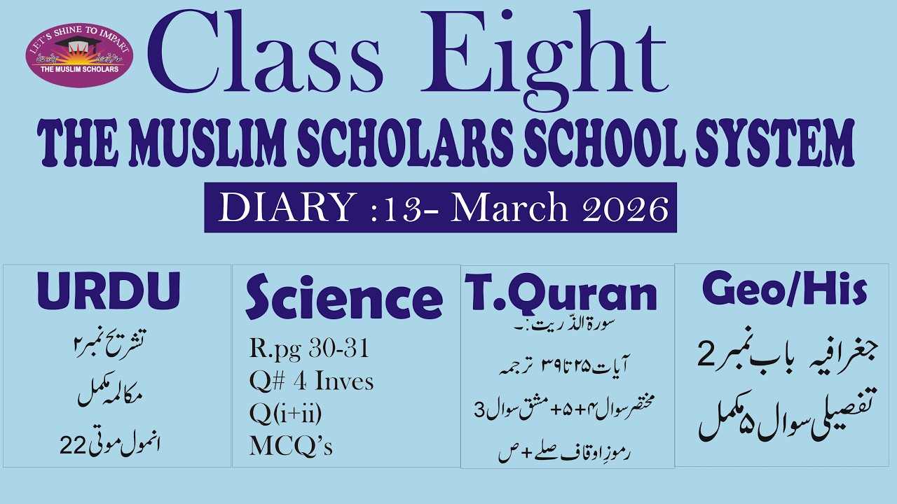Class Eight Online Class , 13 March 2026 , Tmsss