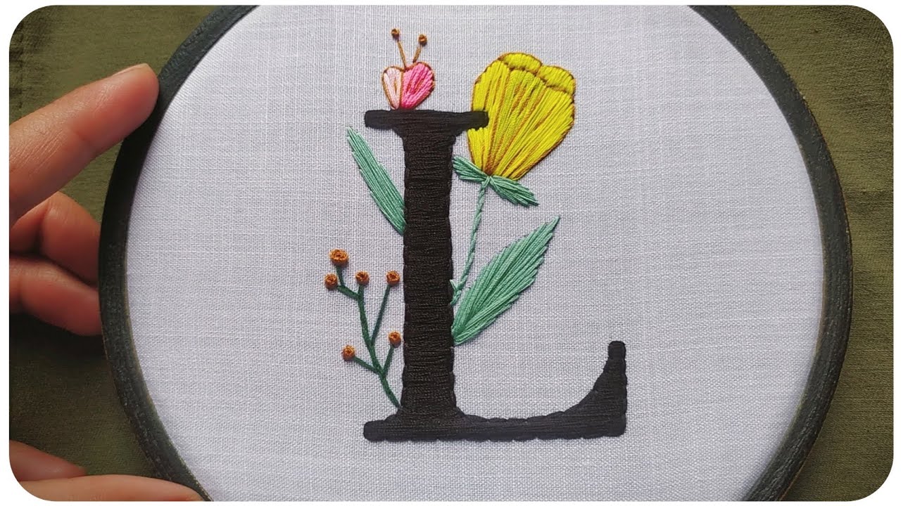Blooming Monogram L Embroidery Tutorial || How to Embroder letters by hand - Let's Explore