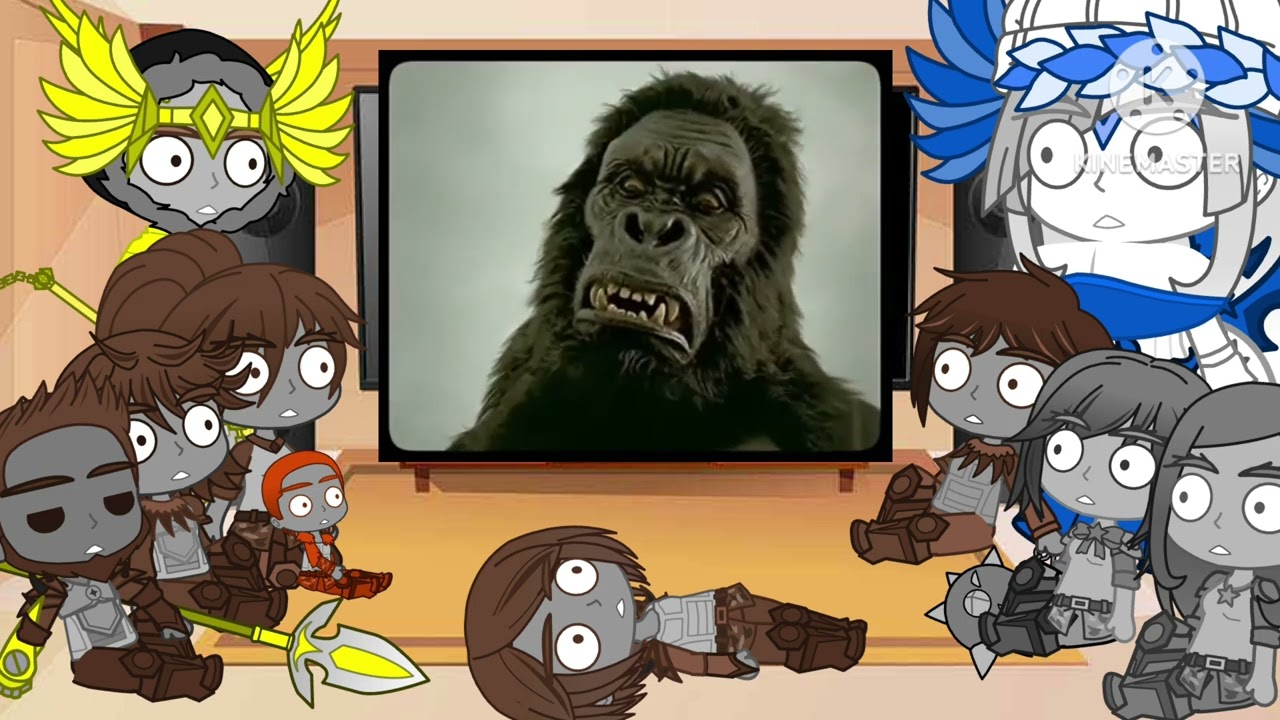Kong, Suko, Shimo and Great Clan Apes react to commercial king Kong playing with trucks.