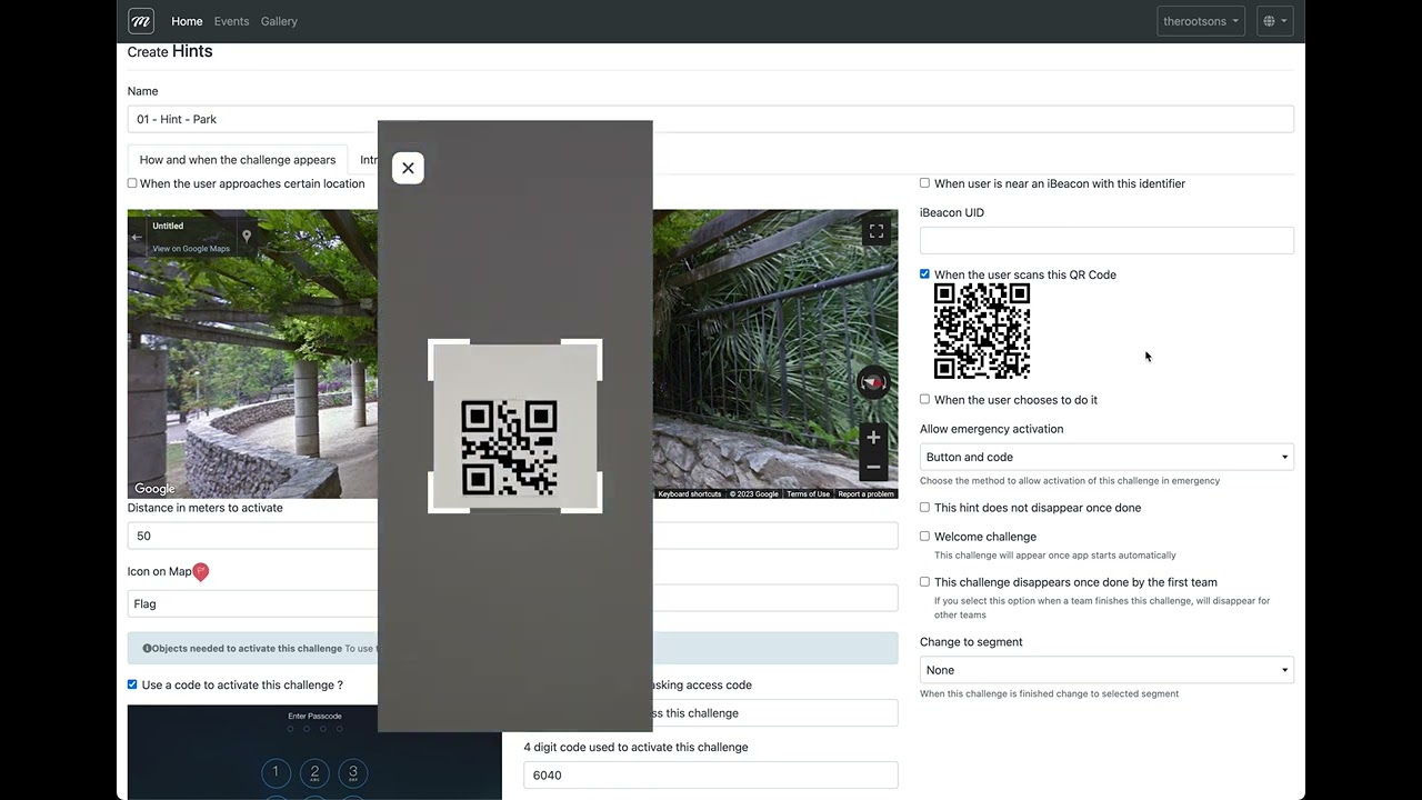 mooveTEAM - Challenge creation - Geolocation and activation