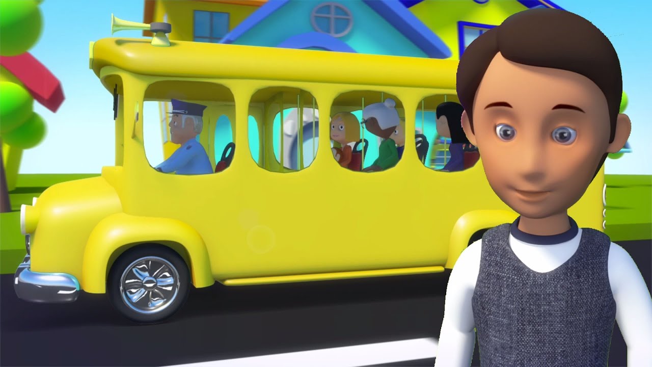 ruote sull'autobus | rima 3D per bambini | bambini canzoni | 3D Rhymes And Songs | Wheels On The Bus