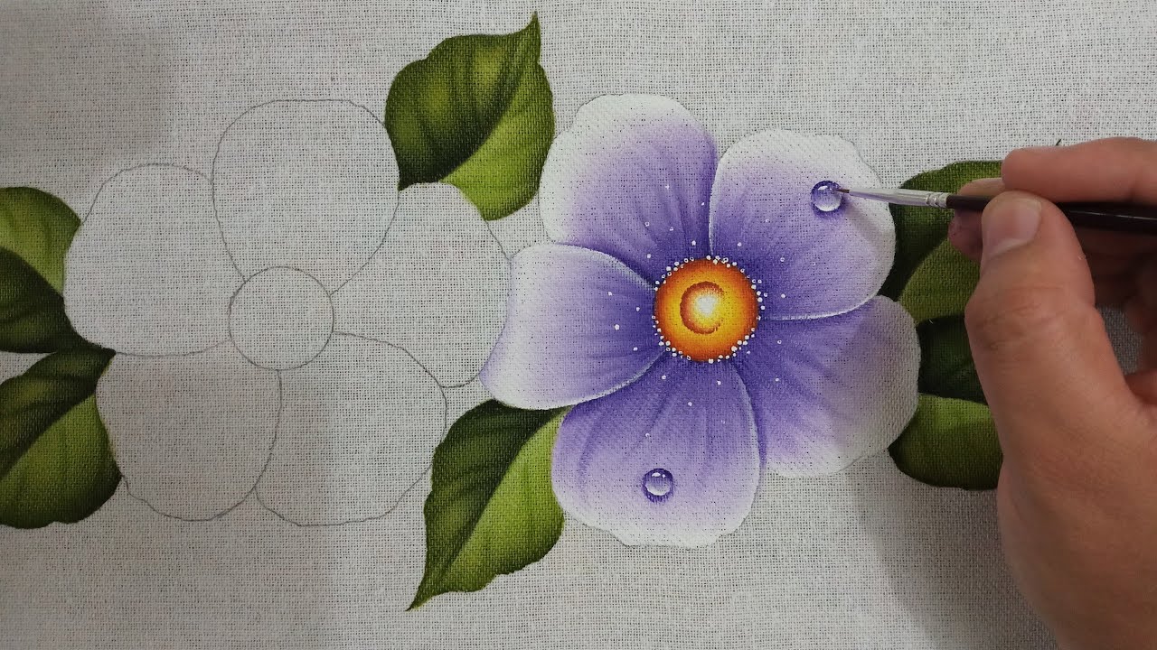 Flores Silvestres para iniciantes Pintura em Tecido Parte 1 - AULA 380 Bruno Silva
