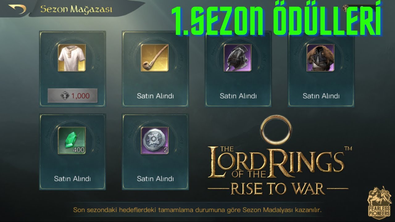 1.Sezon Sonu Ödülleri | Mitril-Mücevher-Belek Madalyası | LOTR: Rise to War