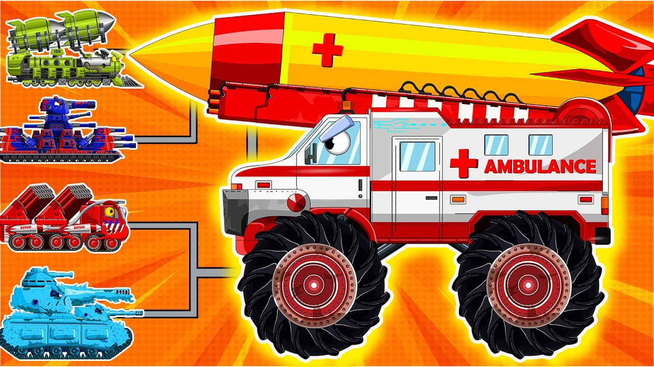 КВ44 и AMBULANCE MONSTER TRUCK неумолимы, но их соперники слишком сильны | Мультики про танки
