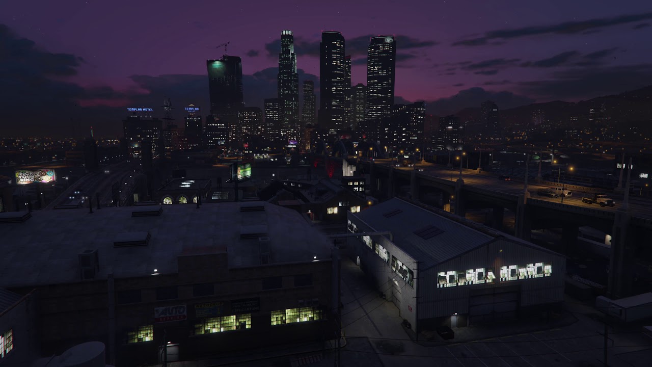 Ambient Evening City View | GTA V Los Santos (City Sounds | ASMR) 1440p60