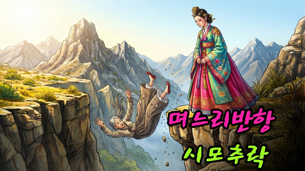 며느리가 시어머니에게 반항한 것이 시어머니가 미끄러져 절벽에서 떨어지는 사고로 이어졌다.|민담 |전설 |설화 |옛날이야기 |오디오북