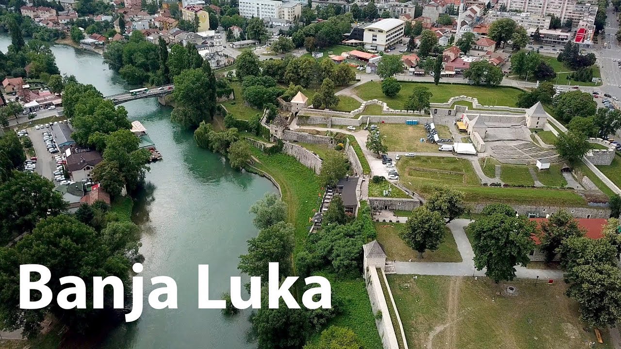 Obilazak grada Banje Luke dronom, 4k Video
